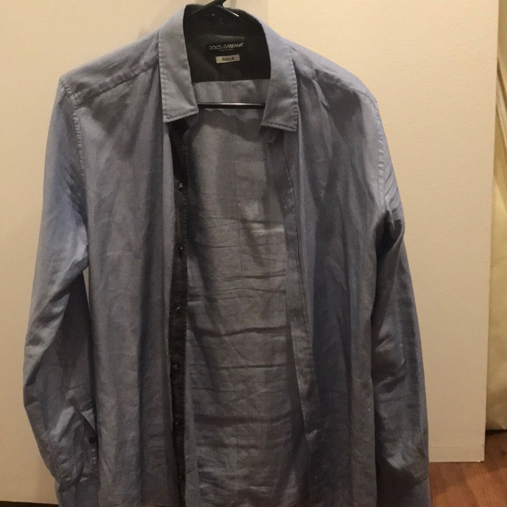 Blue button up dress shirt dolce & gabbana